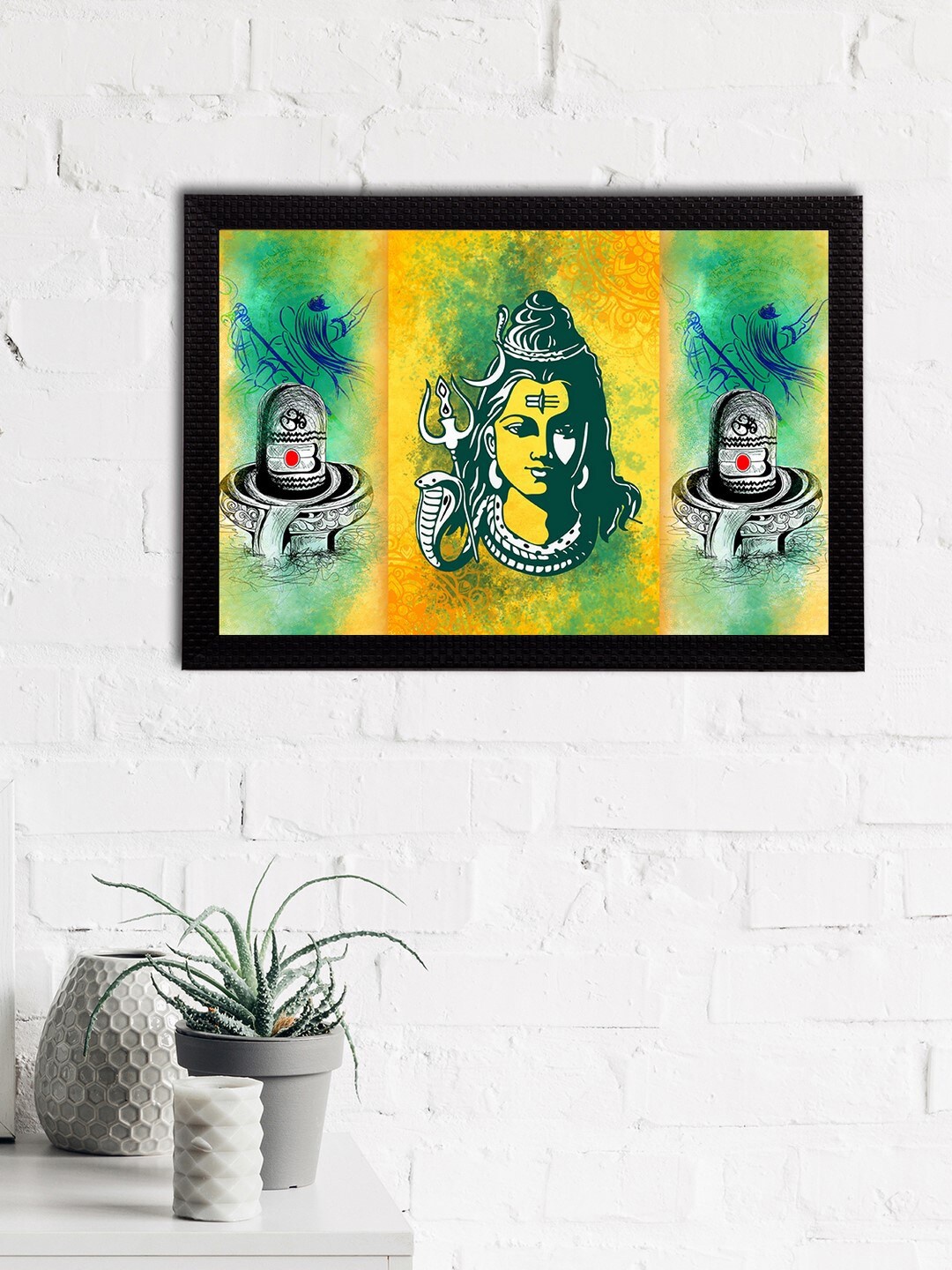 

eCraftIndia Yellow & Black Lord Shiva Satin Matt Texture UV Art Painting