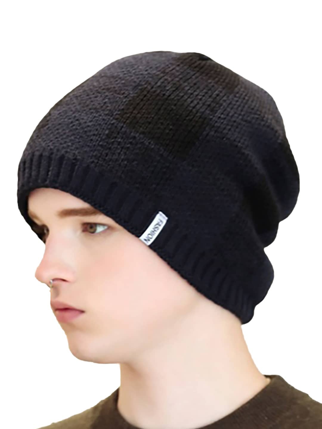 

Bunnywave Unisex Blue & Black Checked Beanie With Neck Warmer