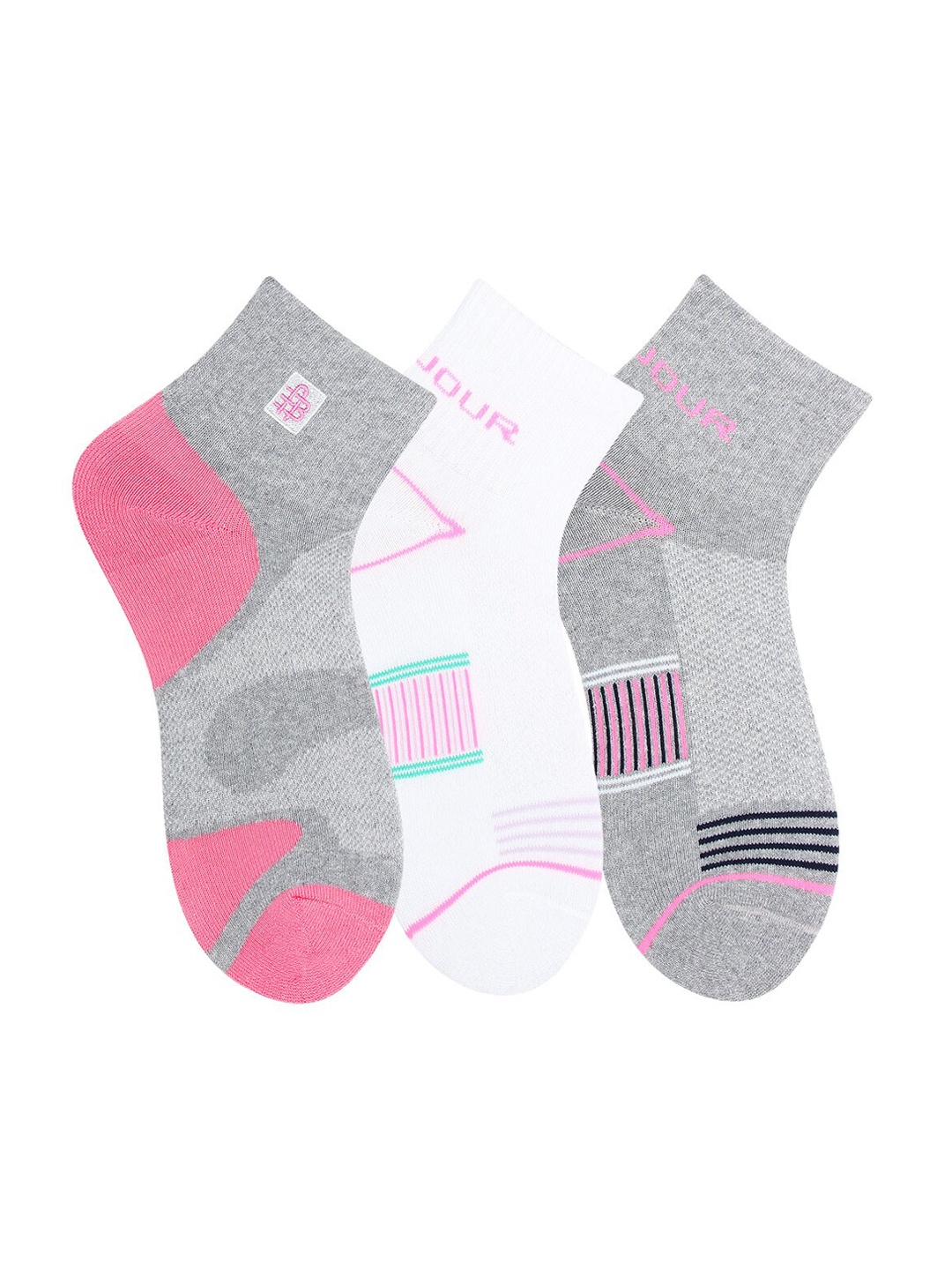 

Bonjour Women Pack Of 3 Assorted Ankle-Length Socks