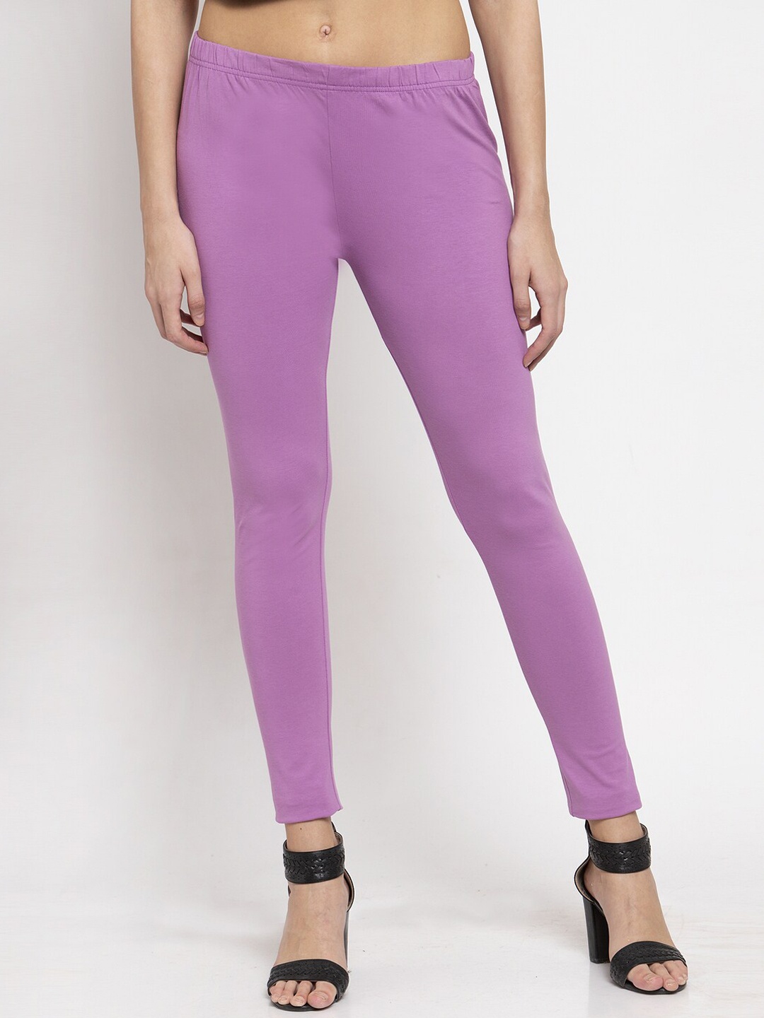 

DOOR74 Women Purple Solid Ankle-Length Leggings