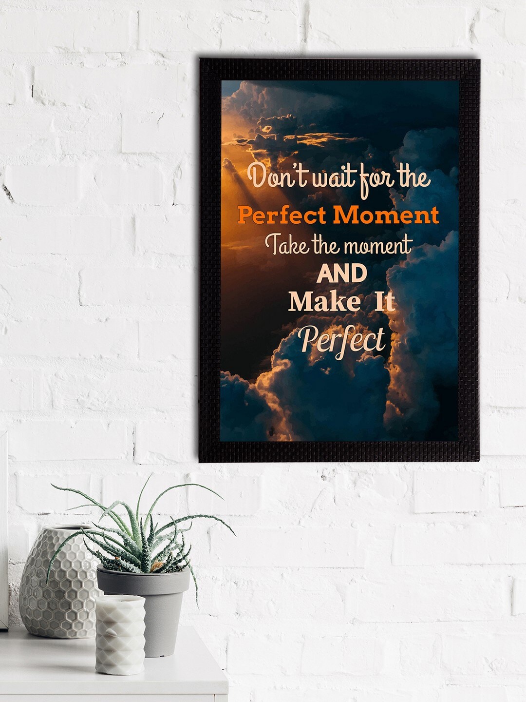 

eCraftIndia Blue & Orange Quote Printed Satin Matt Texture Framed UV Wall Art