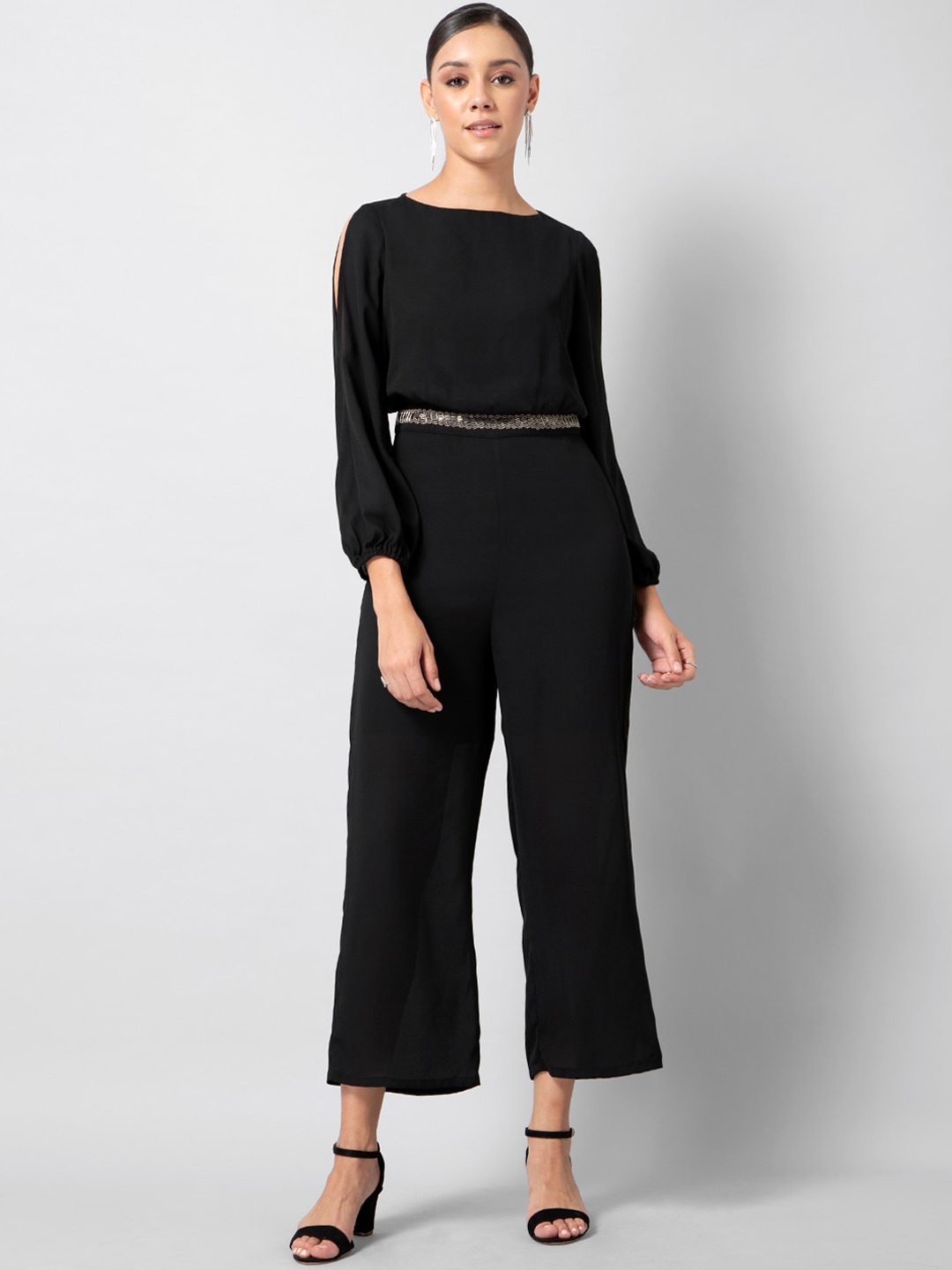 

FabAlley Women Black Solid Basic Jumpsuit