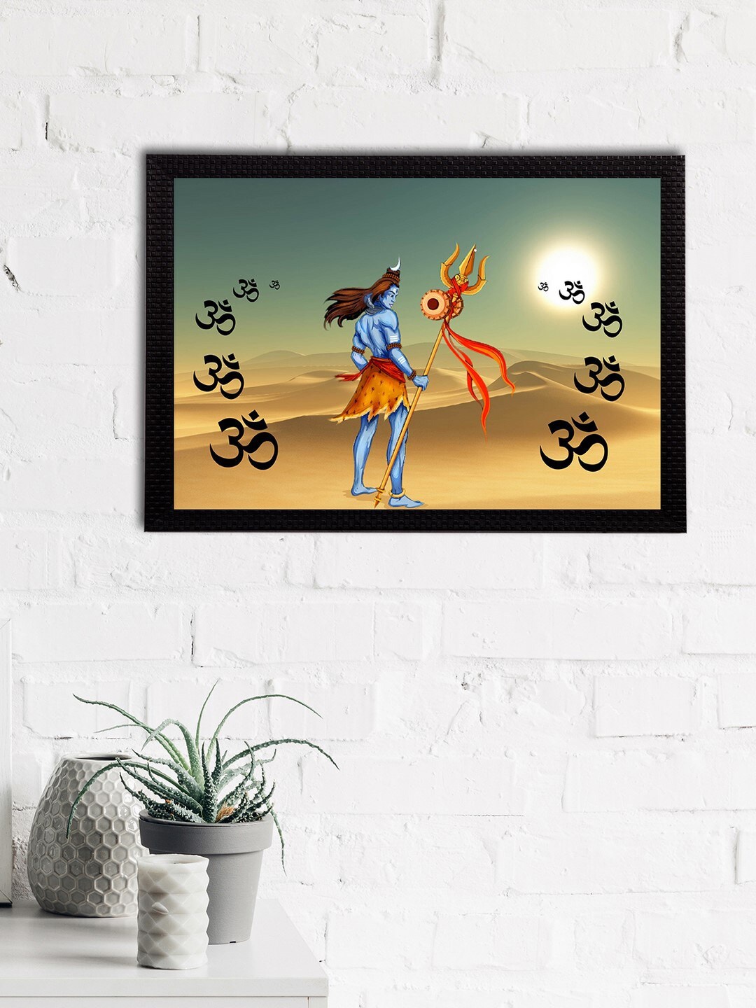 

eCraftIndia Multicoloured Lord Shiva Satin Matt Texture UV Wall Art, Multi