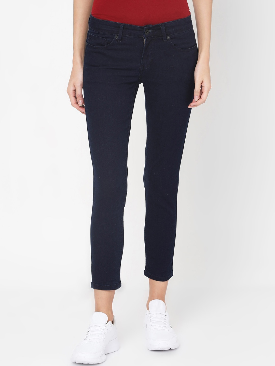 

Pepe Jeans Women Navy Blue Skinny Fit Mid-Rise Clean Look Jeans