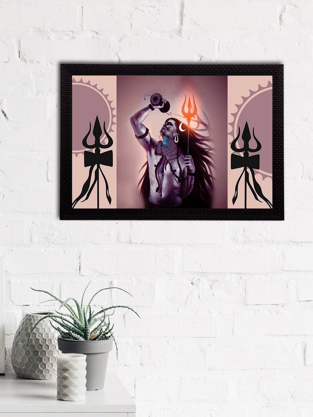 

eCraftIndia Mauve & Black Lord Shiva Satin Matt Texture Framed UV Art Painting