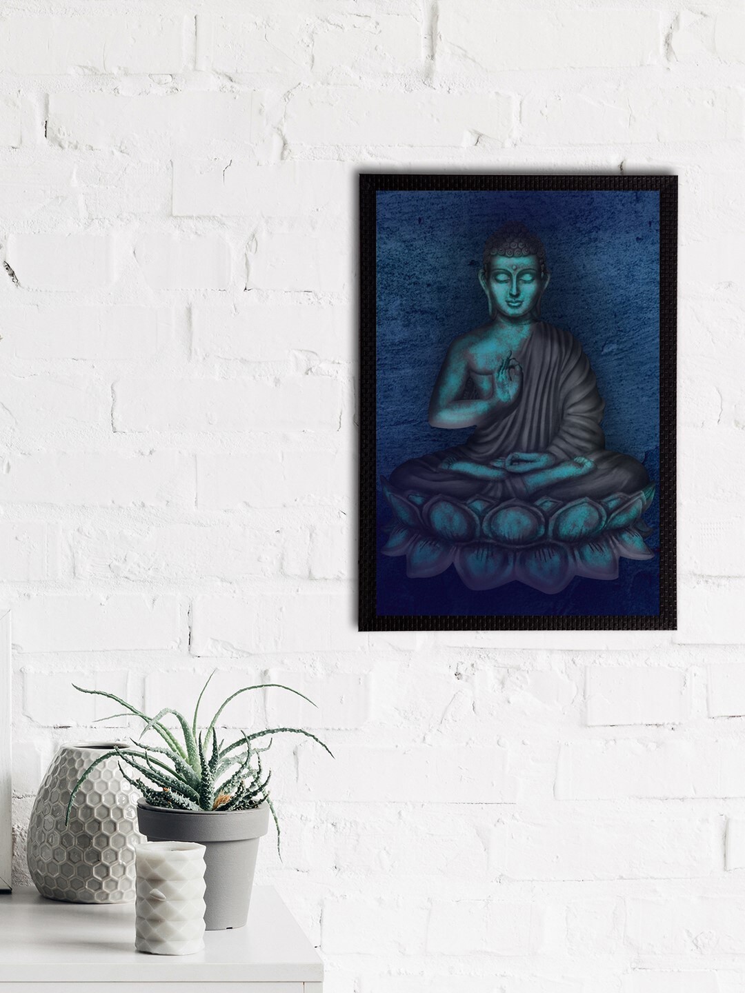 

eCraftIndia Blue & Grey Meditating Lord Buddha Satin Matt Textured UV Wall Painting