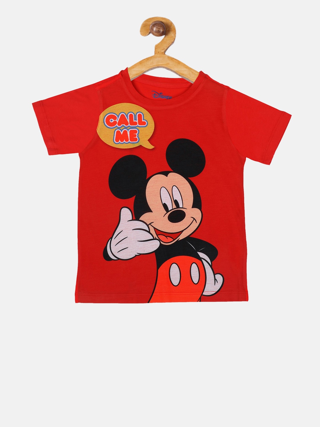 YK Disney Boys Red Printed Round Neck T-shirt
