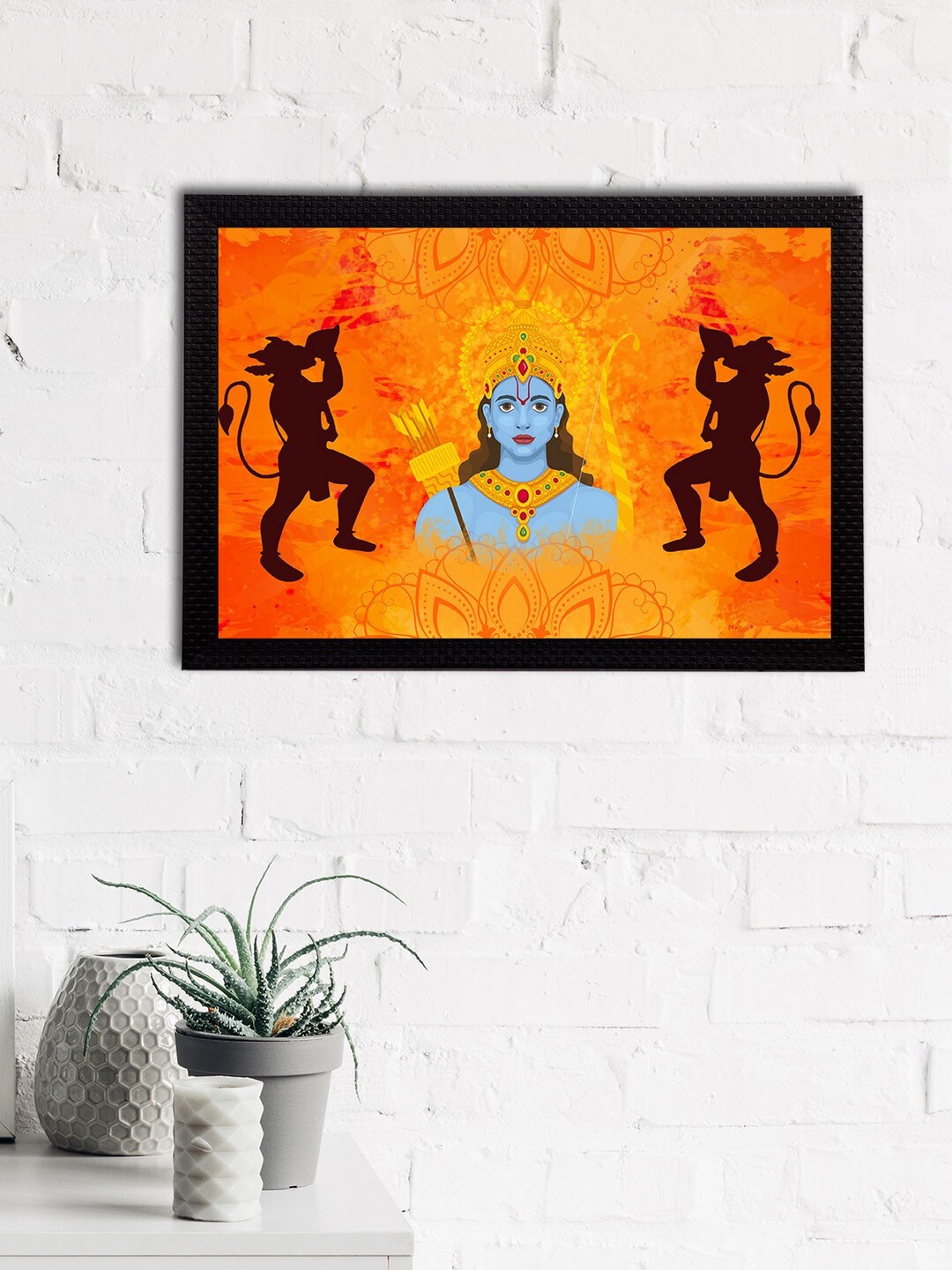 eCraftIndia Lord Ram Satin Matt Texture UV Wall Art, Orange