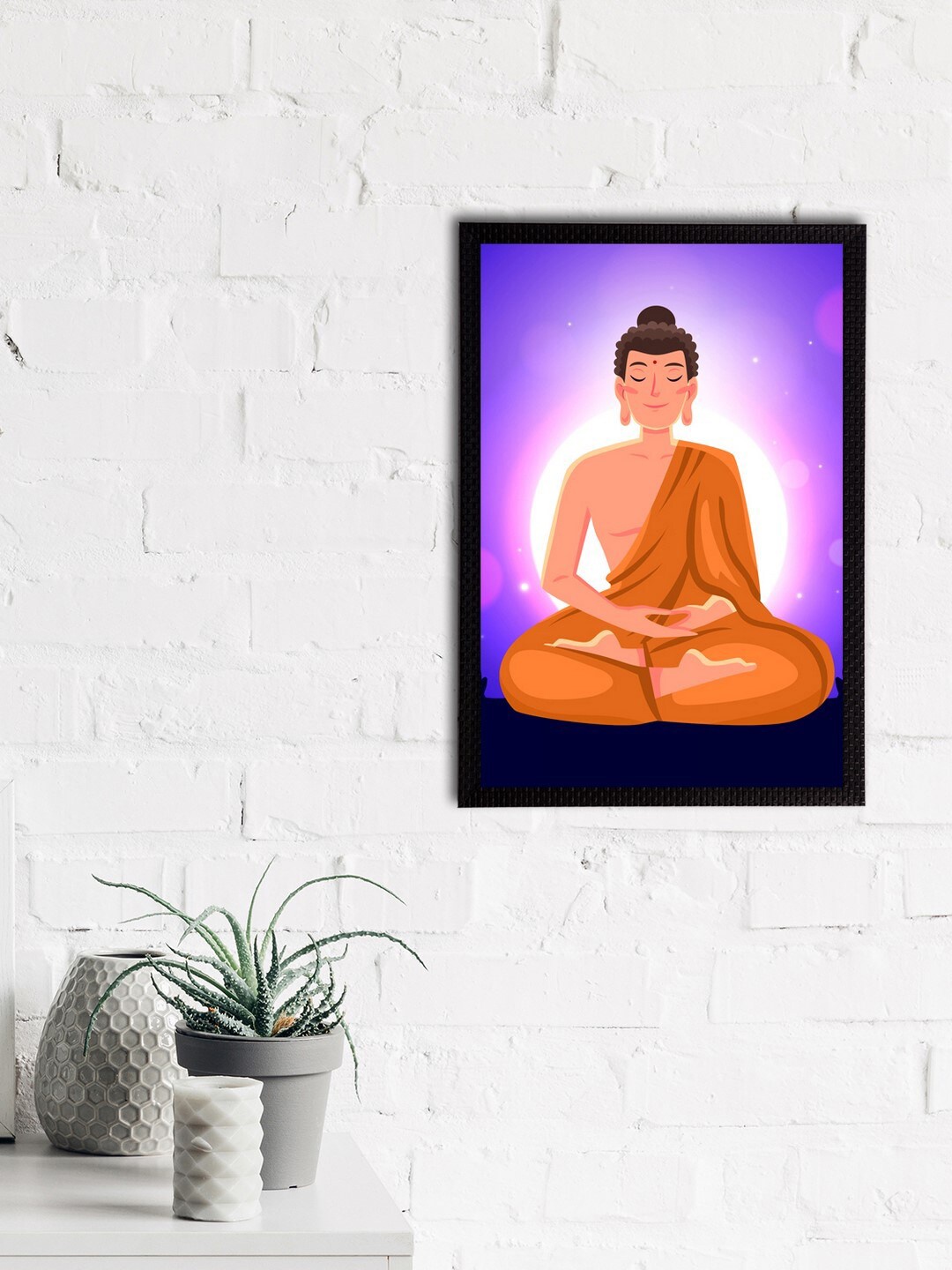 

eCraftIndia Purple & Orange Meditating Lord Buddha Satin Matt Textured UV Wall Painting
