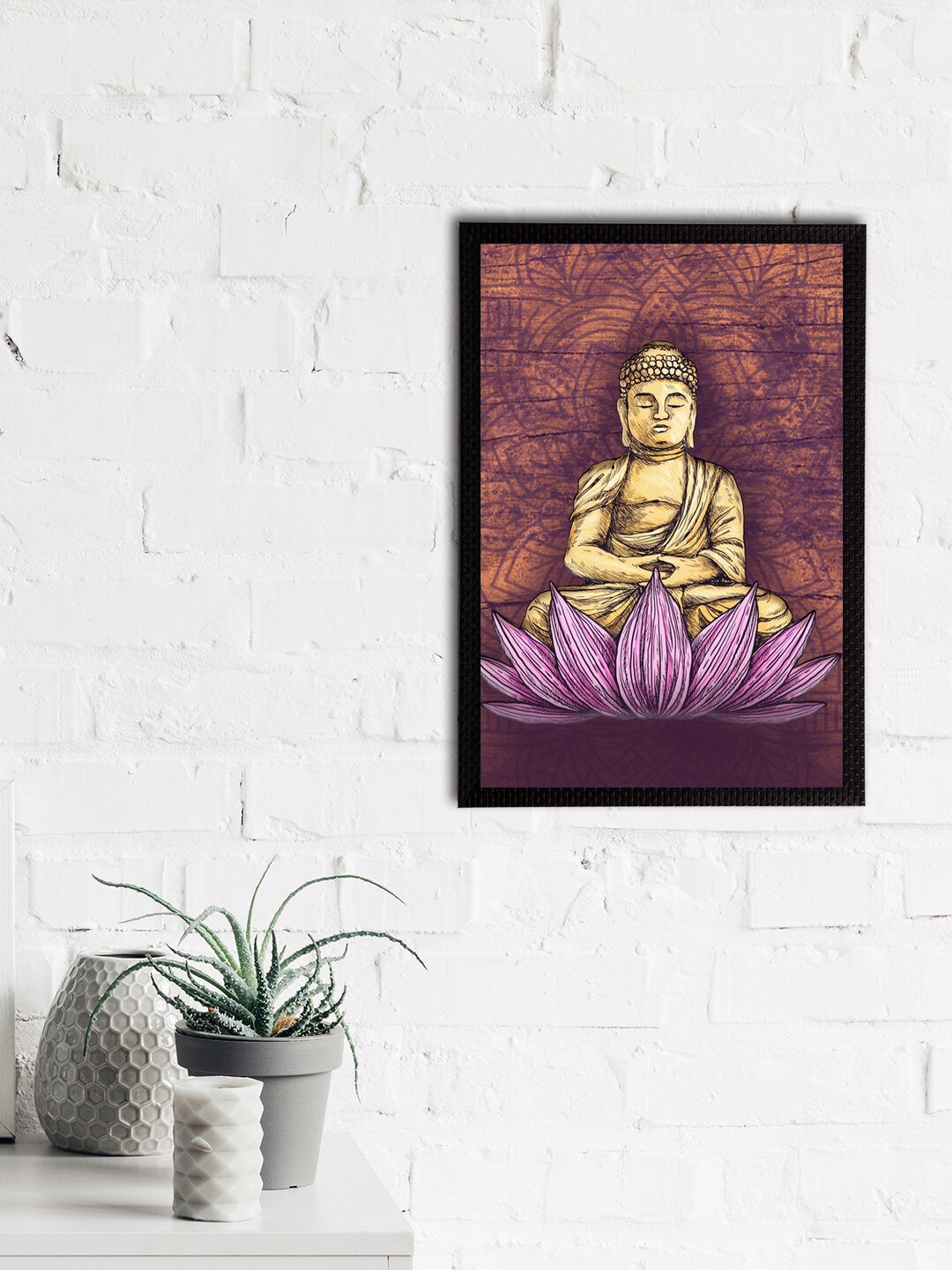 

eCraftIndia Brown & Beige Meditating Lord Buddha Satin Matt Texture UV Art Painting