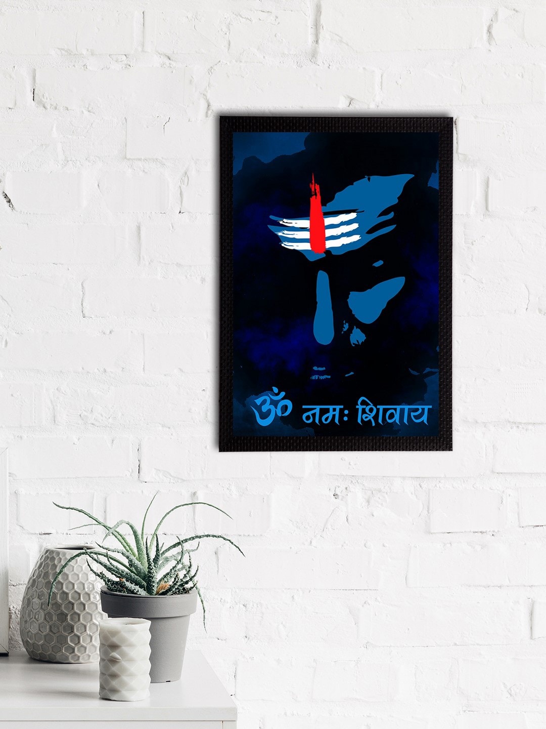 

eCraftIndia Blue & Black Lord Shiva Satin Matt Texture Framed UV Art Painting