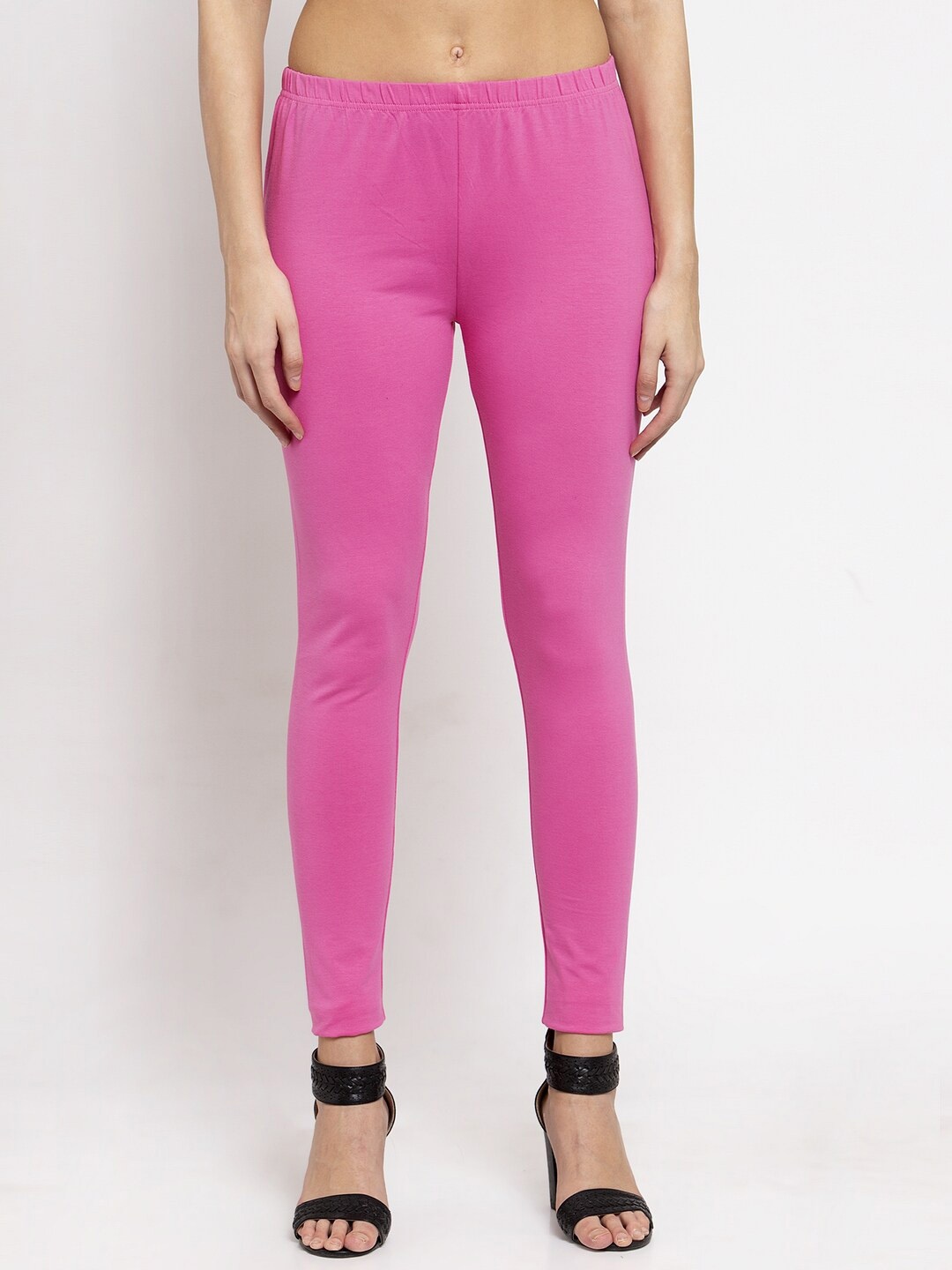 

DOOR74 Women Pink Solid Ankle-Length Leggings
