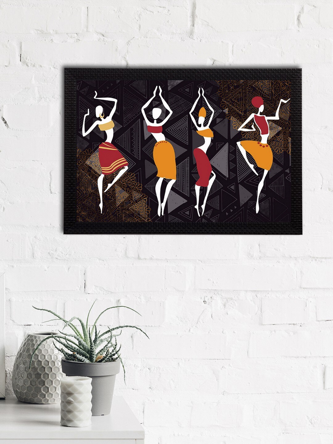 

eCraftIndia Black & Maroon Tribal Theme Satin Matt Textured UV Wall Painting