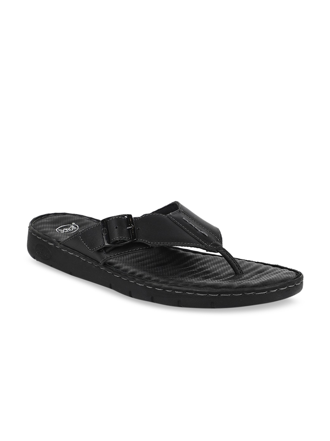 

Scholl Men Black Solid Leather Comfort Sandals