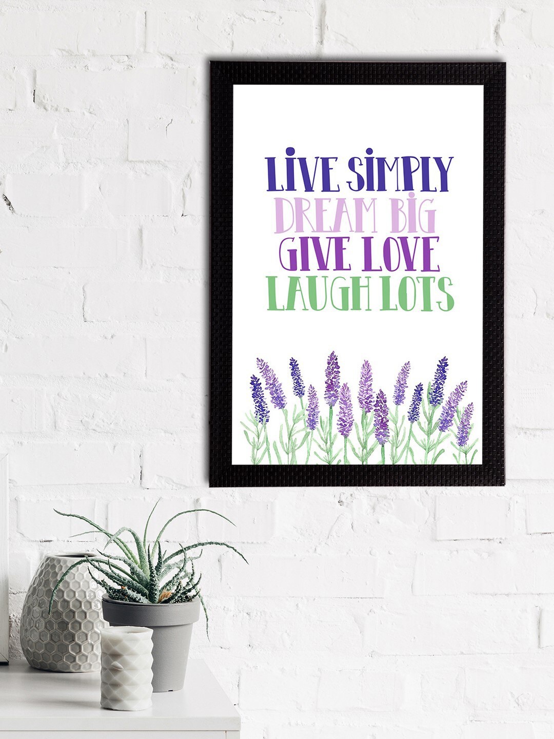 

eCraftIndia White & Purple Live Simply Dream Big Give Love Laugh Lots quote printed UV Wall Art