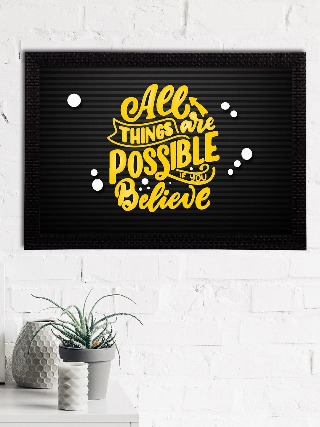 

eCraftIndia Black & Yellow All Things Are Possible Wall Art