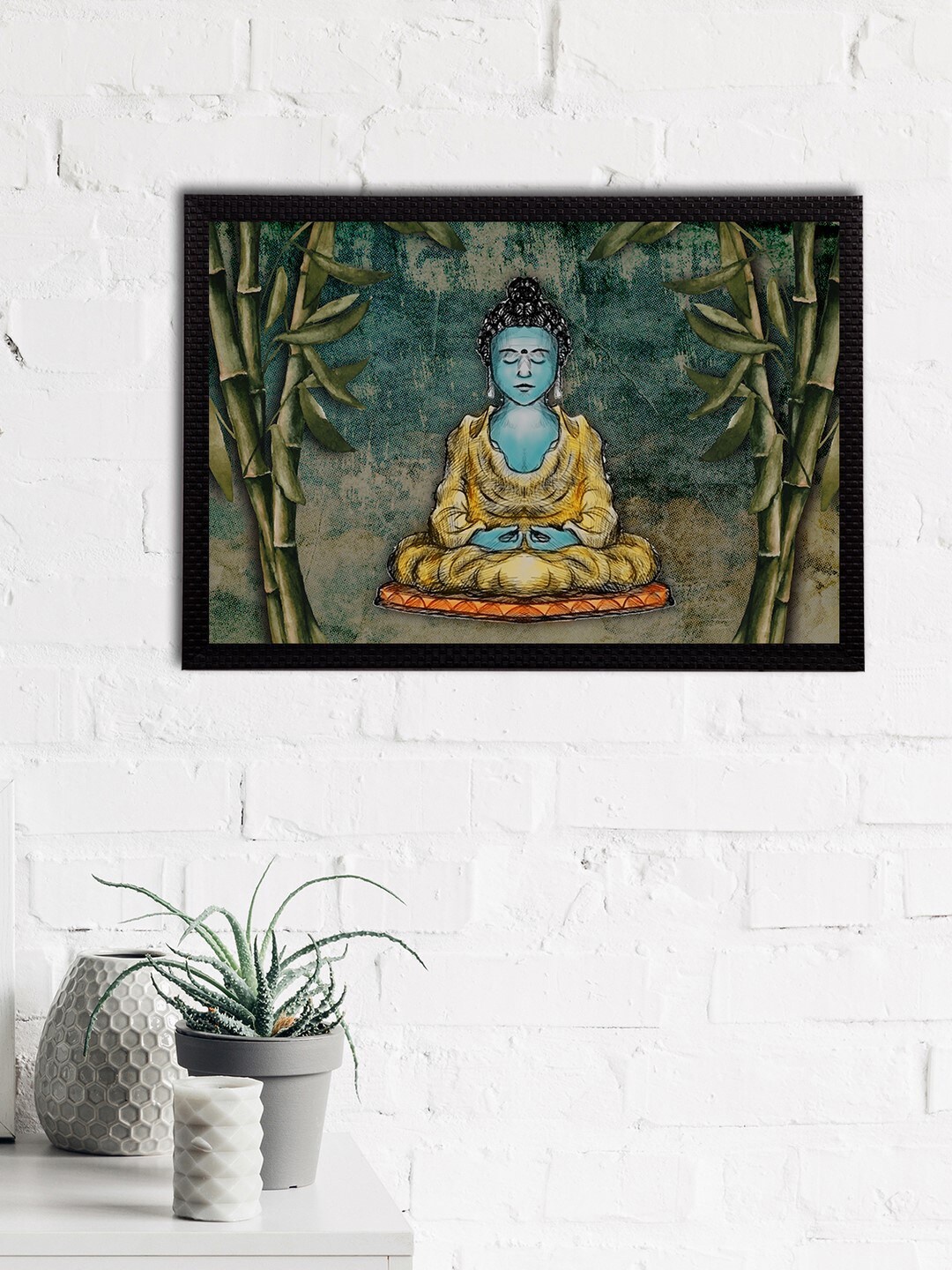 

eCraftIndia Blue & Yellow Meditating Lord Buddha Satin Matt Texture UV Art Painting