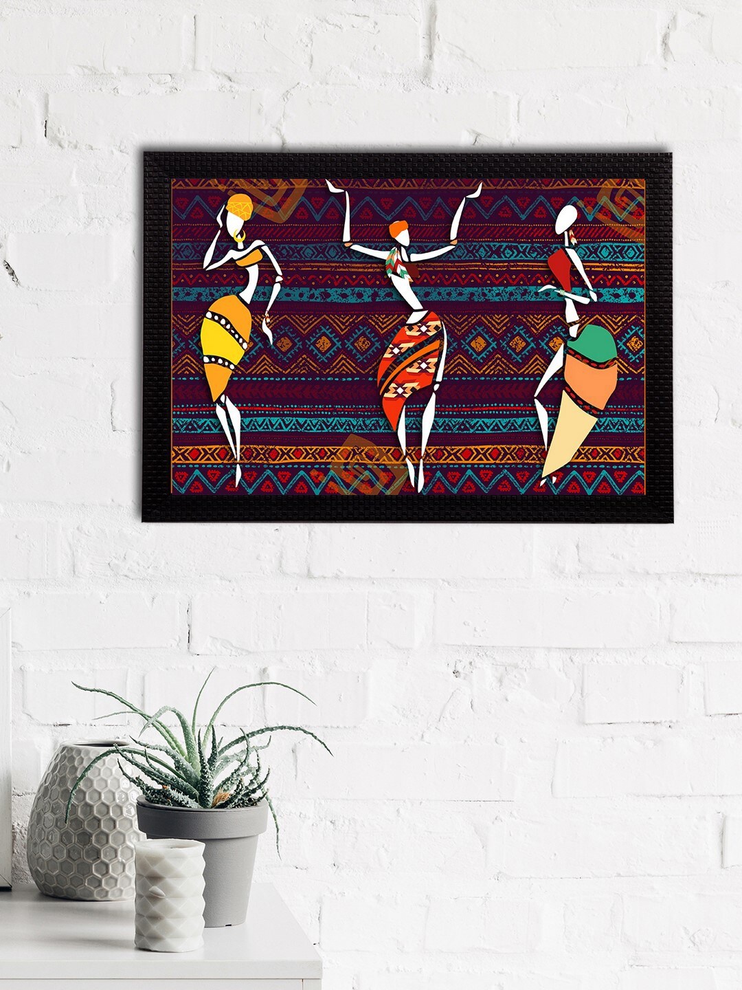 

eCraftIndia Maroon & Blue Tribal Theme Satin Matt Texture UV Wall Art