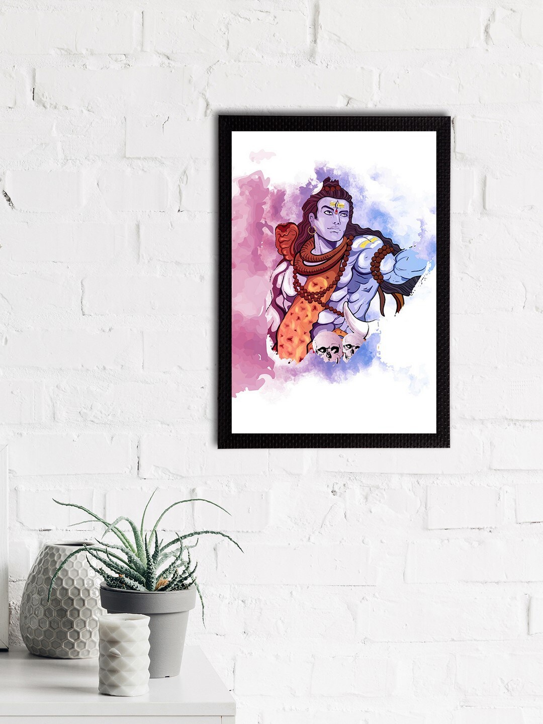 

eCraftIndia White & Purple Lord Shiva Printed Satin Matt Textured UV Wall Art