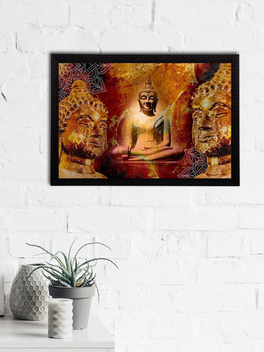 

eCraftIndia Brown & White Meditating Lord Buddha Satin Matt Texture UV Wall Art