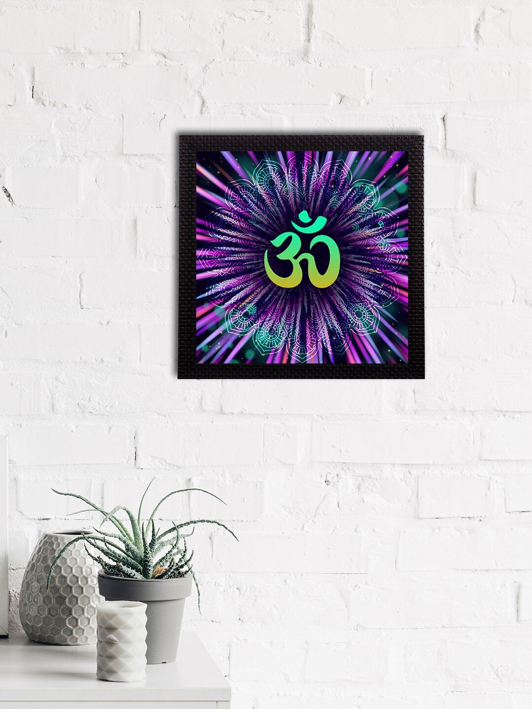 

eCraftIndia Purple & Black Om Symbol Satin Matt Textured UV Art Paintings