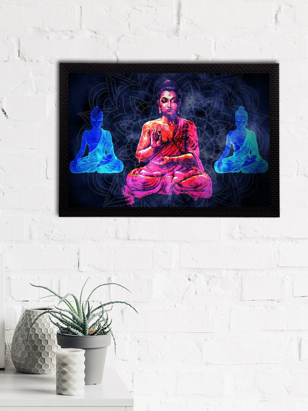 

eCraftIndia Blue & Pink Meditating Lord Buddha Satin Matt Textured UV Wall Painting