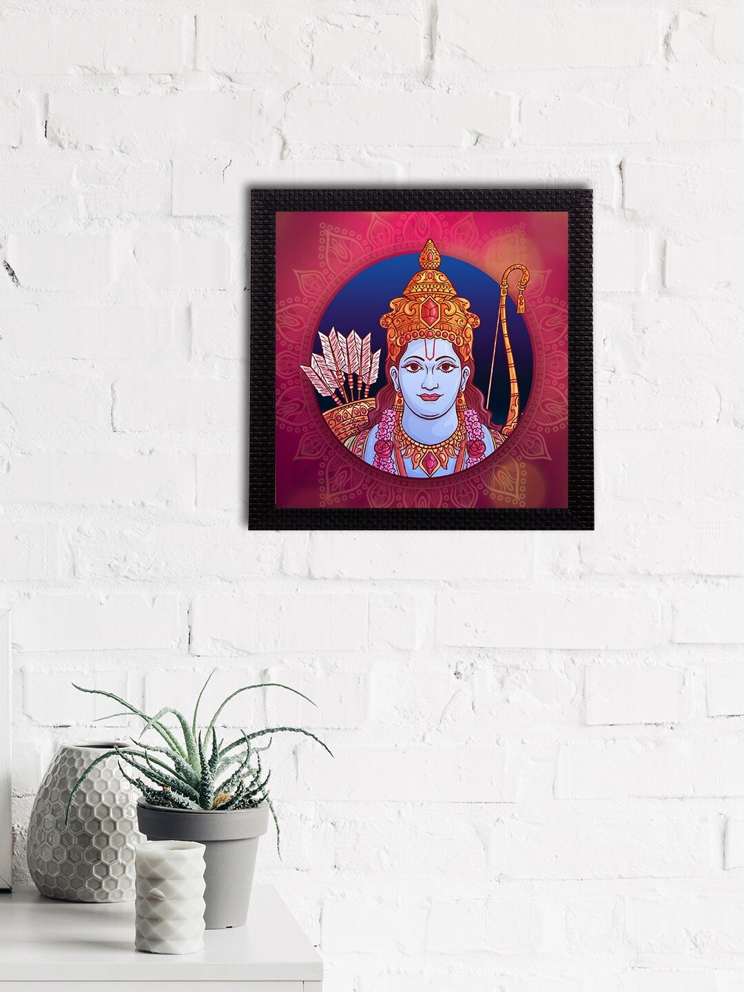 

eCraftIndia Pink & Yellow Lord Ram Satin Matt Textured UV Wall Art