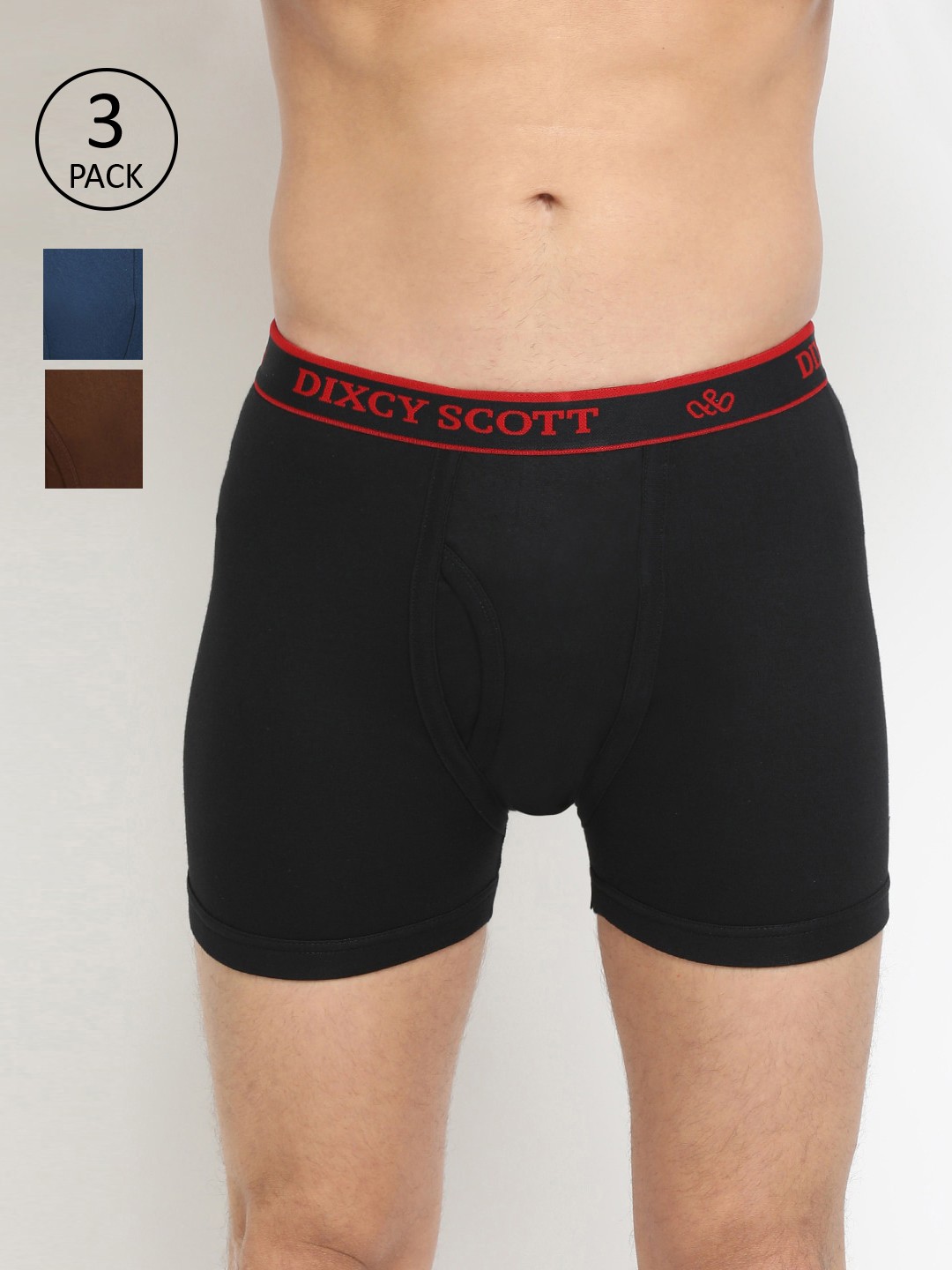 

DIXCY SCOTT Men Pack Of 3 Solid Trunk K1-PR49511, Black