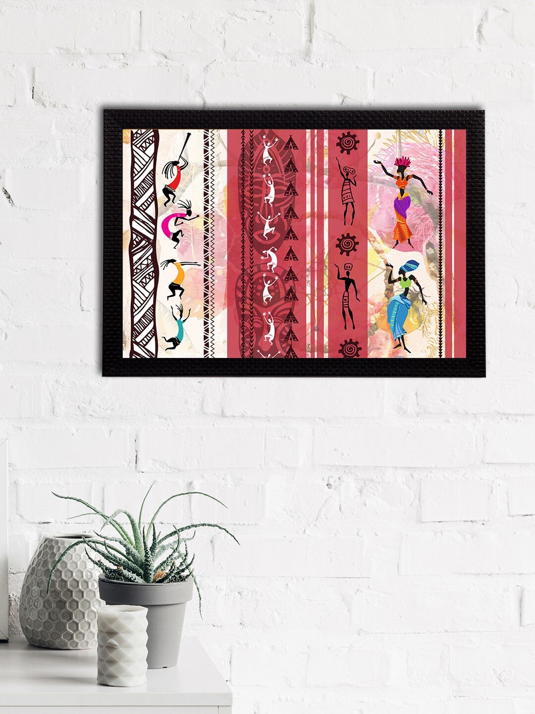 

eCraftIndia Maroon & Black Tribal Theme Satin Matt Textured UV Wall Painting