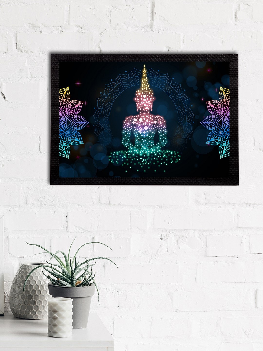 

eCraftIndia Blue & Pink Meditating Lord Buddha Satin Matt Texture Framed UV Wall Art