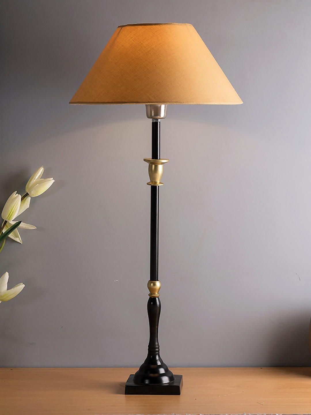 

Homesake Black & Beige Solid Candlestick Shaped Table Lamp