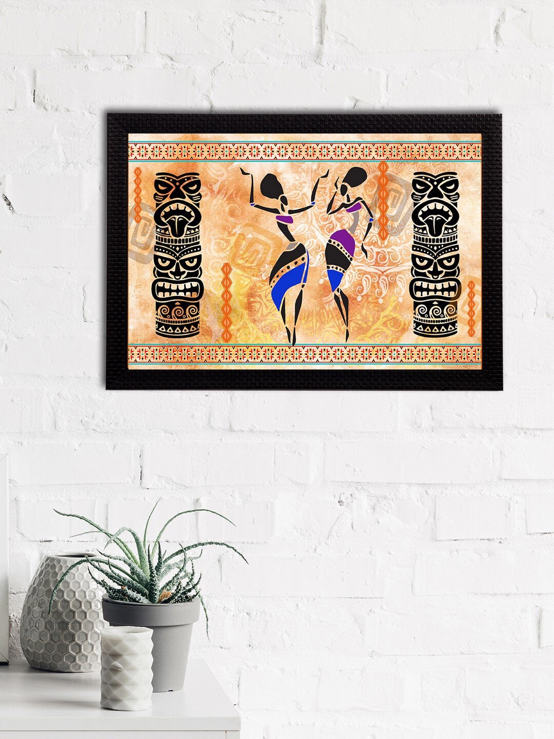 

eCraftIndia Beige & Black Tribal Theme Printed Satin Matt Textured UV Wall Art
