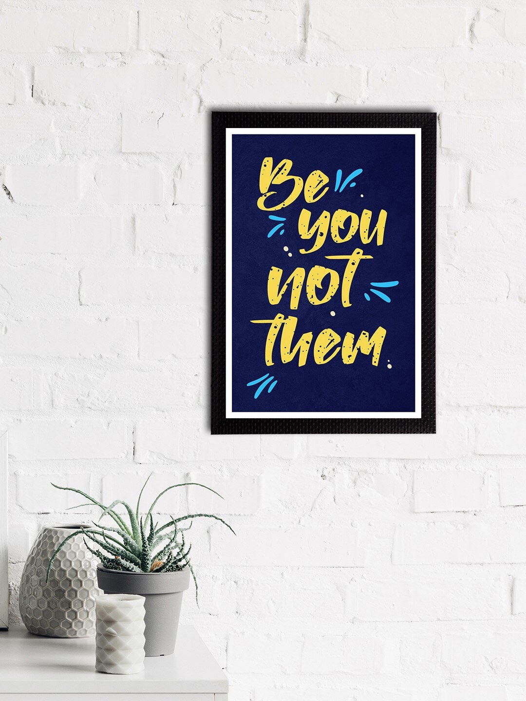 

eCraftIndia Blue & Yellow Motivational Quote Satin Matt Textured UV Art Painting