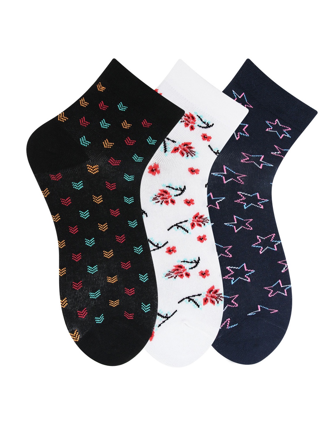 

Bonjour Women Pack Of 3 Assorted Ankle-Length Socks