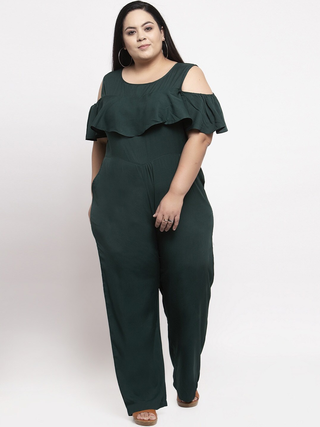 

Flambeur Women Green Solid Basic Jumpsuit