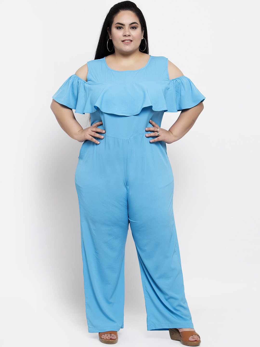 

Flambeur Women Blue Solid Basic Jumpsuit