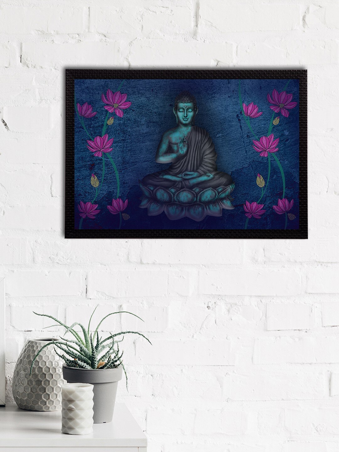 

eCraftIndia Blue & Grey Meditating Lord Buddha Satin Matt Textured UV Wall Painting