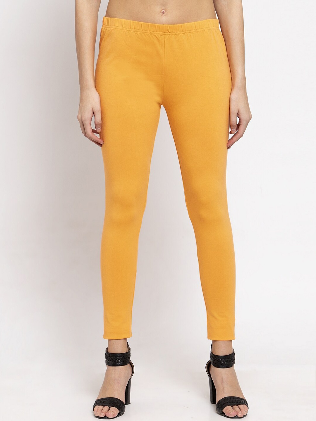 

DOOR74 Women Orange Solid Ankle Length Leggings