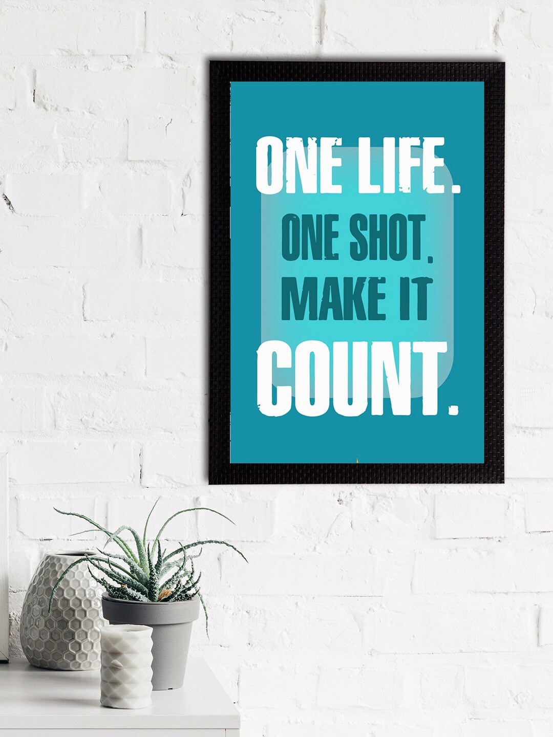 eCraftIndia Blue & White Motivational Quote Satin Matt Textured UV Art Painting