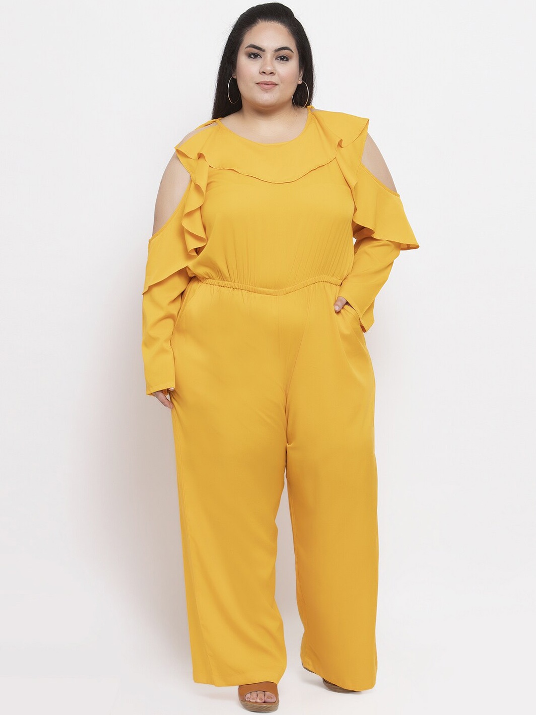 

Flambeur Women Yellow Solid Basic Jumpsuit
