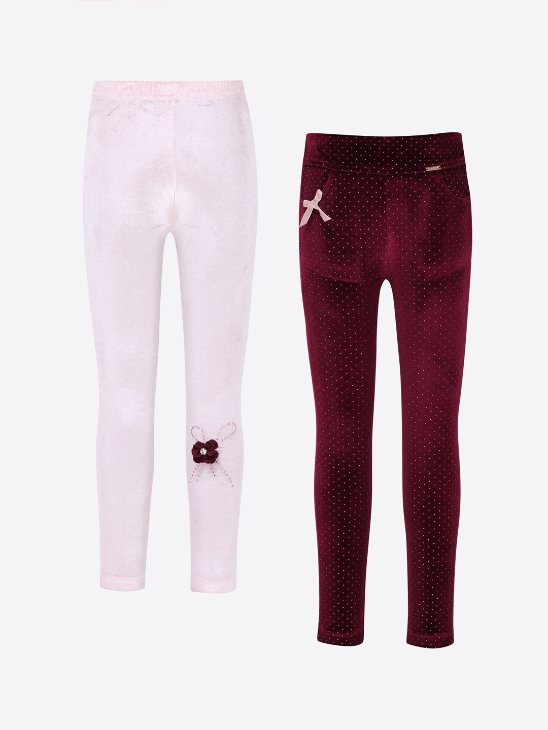 

CUTECUMBER Girls Pack Of 2 Ankle-Length Leggings, Pink