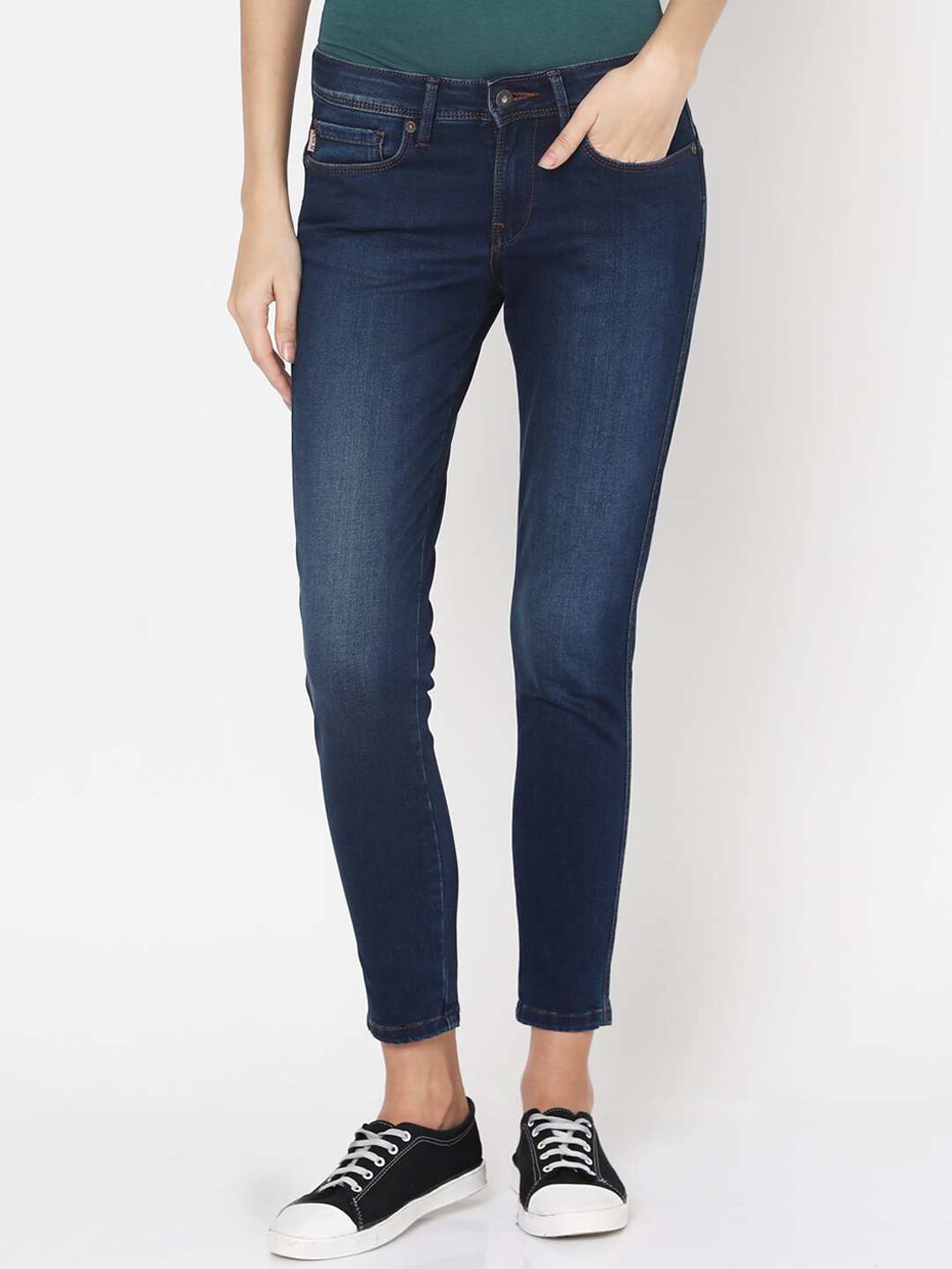 

Pepe Jeans Women Blue Skinny Fit Mid-Rise Clean Look Jeans