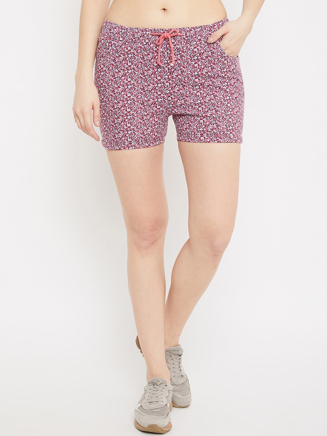 

Crimsoune Club Women Pink Printed Slim Fit Regular Shorts