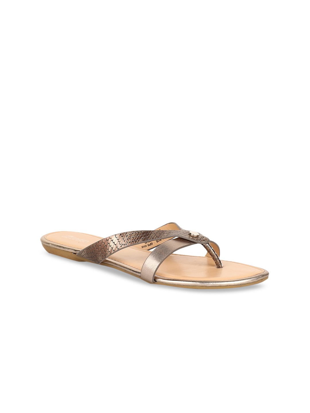 

Bata Women Beige Embellished PU Open Toe Flats