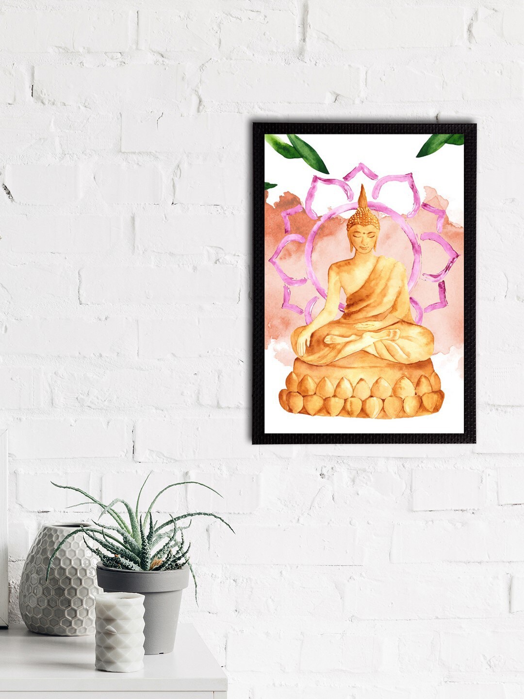 

eCraftIndia Yellow & Pink Meditating Lord Buddha Satin Matt Texture UV Wall Art