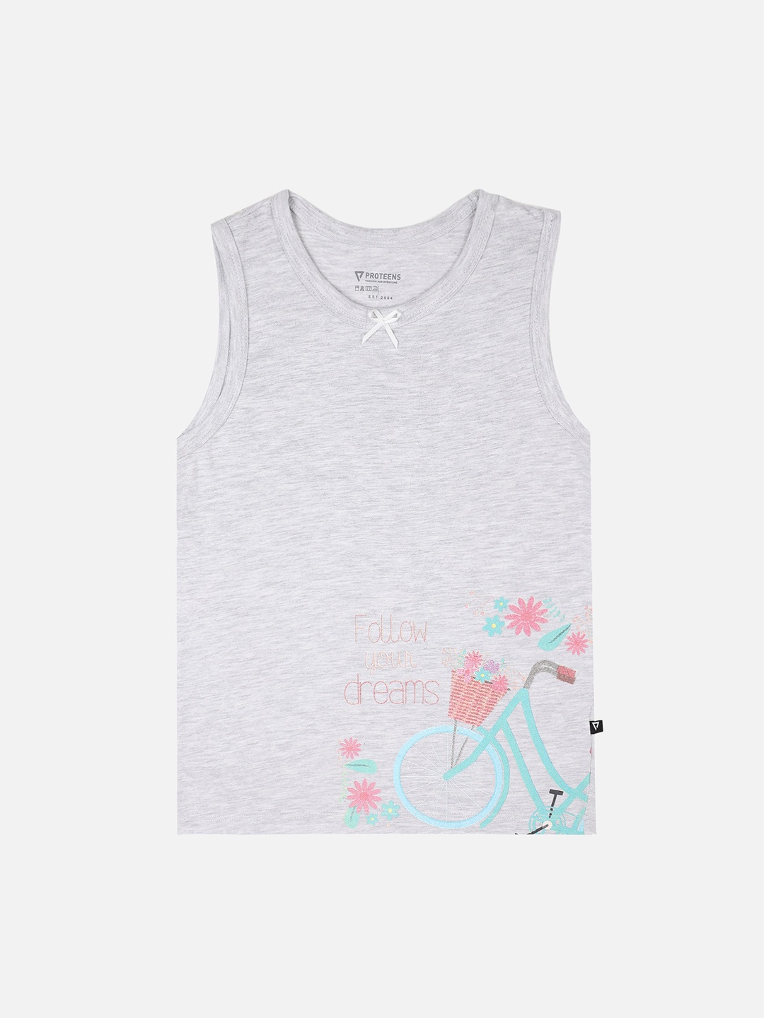 

PROTEENS Girls Grey Printed Round Neck T-shirt