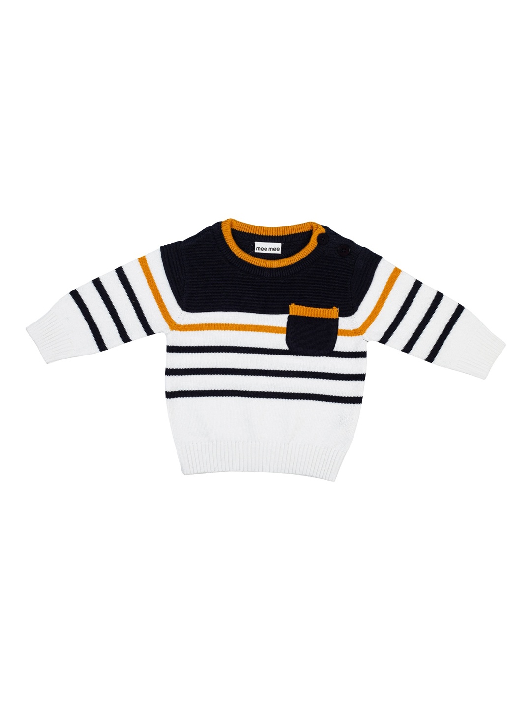 

MeeMee Boys White & Black Striped Pullover Sweater
