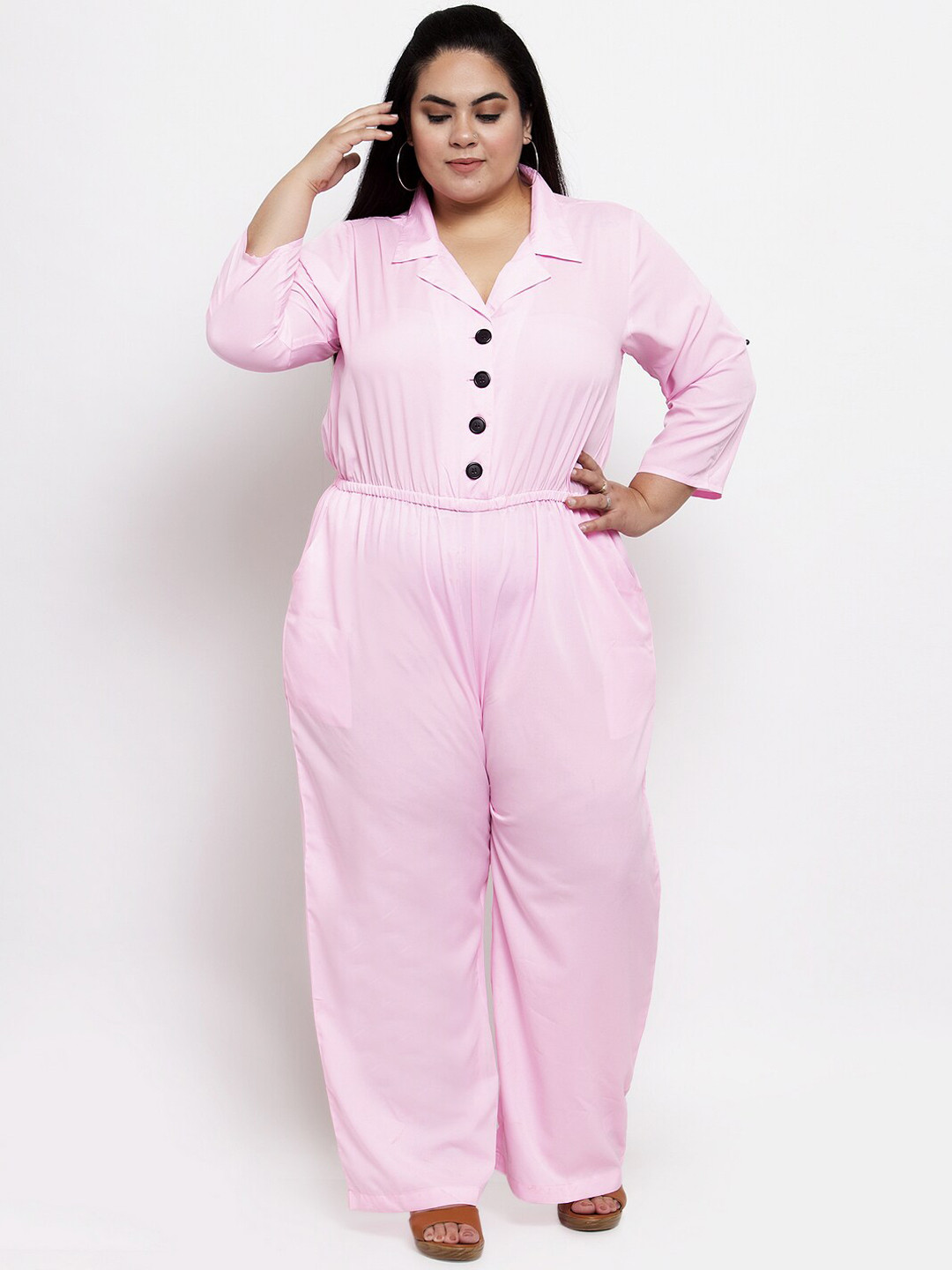 

Flambeur Women Pink Solid Basic Jumpsuit