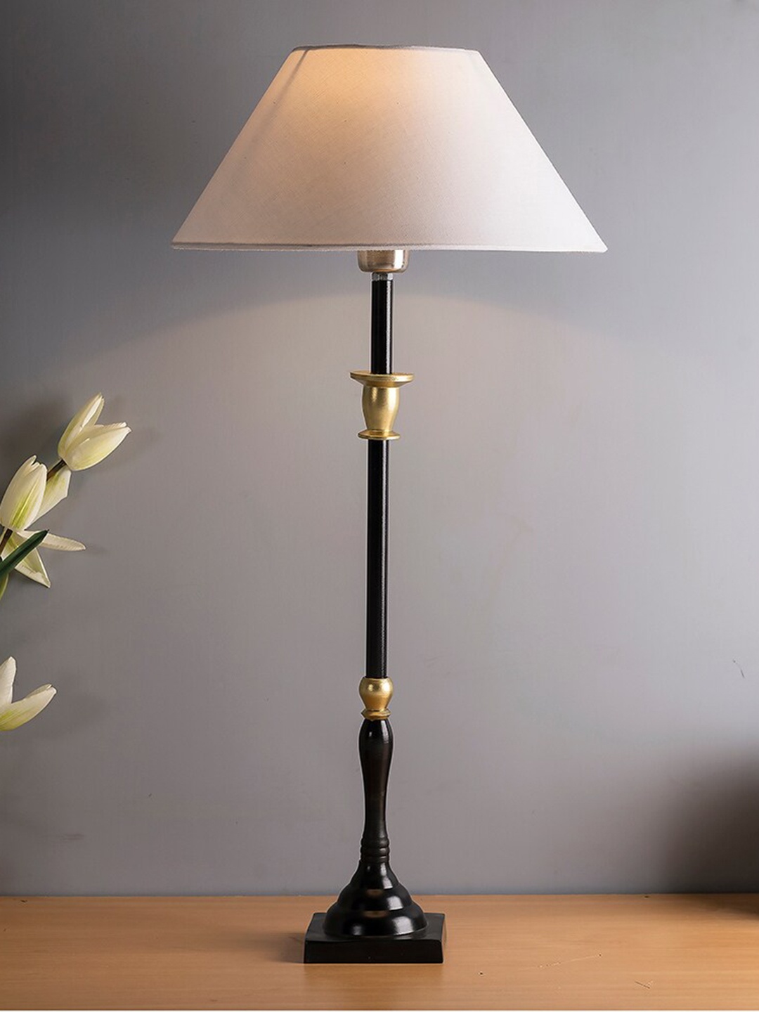 

Homesake Black & White Solid Candlestick Shaped Table Lamp