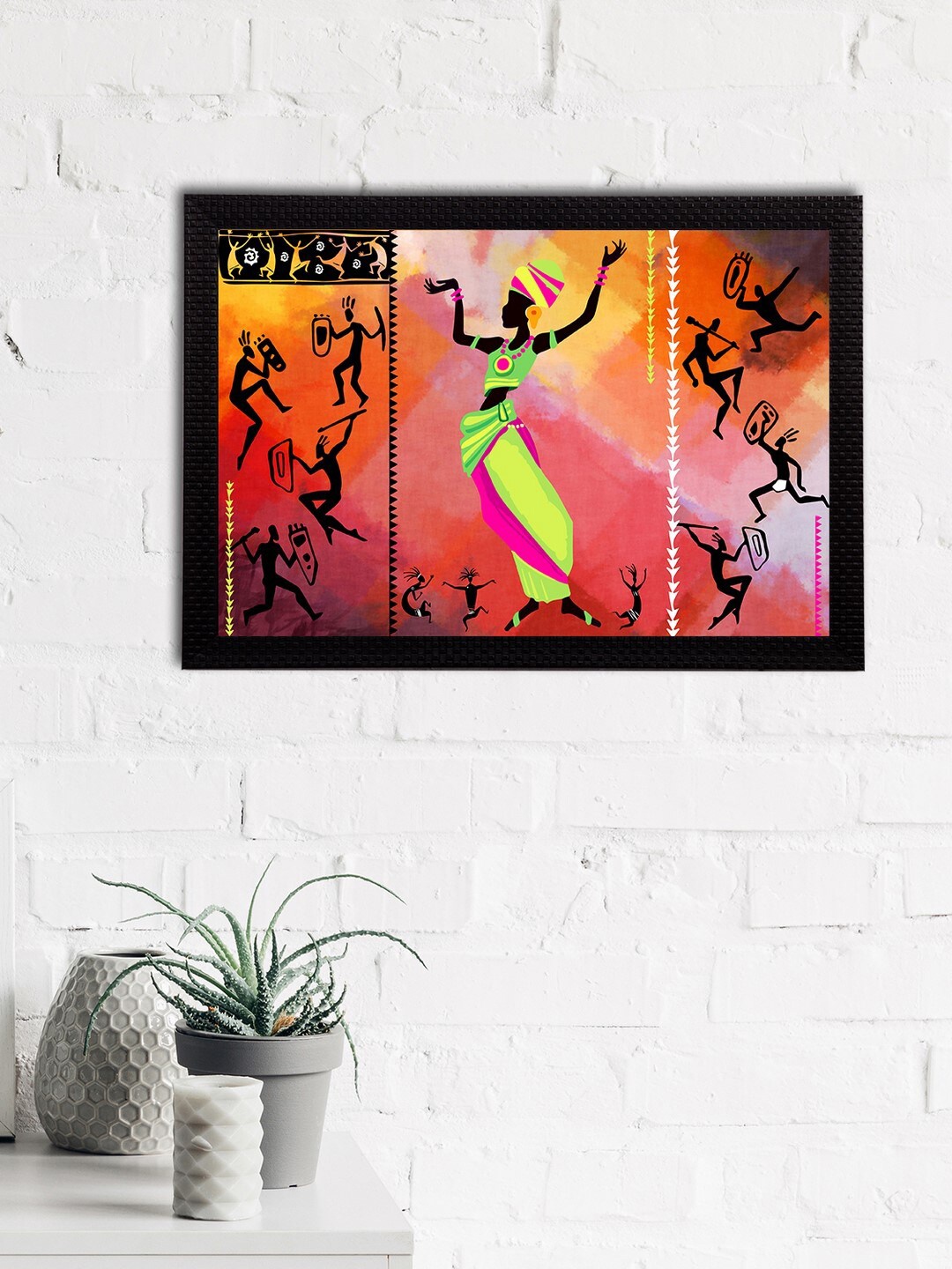 

eCraftIndia Green & Pink Tribal Theme Satin Matt Texture UV Art Painting